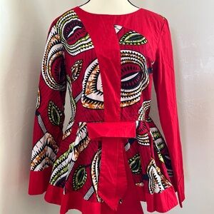 Hitarget  African VERITABLE Wax Block‎ Print Dashiki Tunic Shirt Size 6